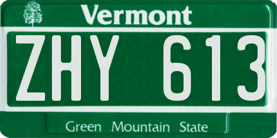 VT license plate ZHY613