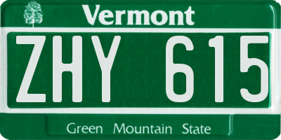 VT license plate ZHY615