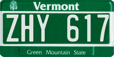 VT license plate ZHY617