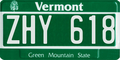 VT license plate ZHY618