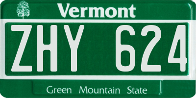 VT license plate ZHY624