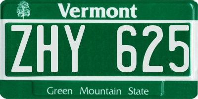 VT license plate ZHY625