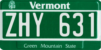VT license plate ZHY631