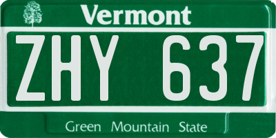 VT license plate ZHY637