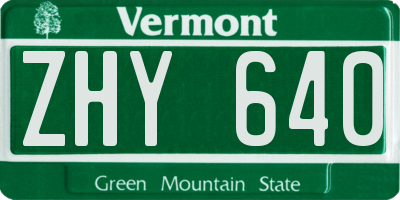 VT license plate ZHY640