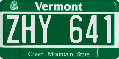 VT license plate ZHY641