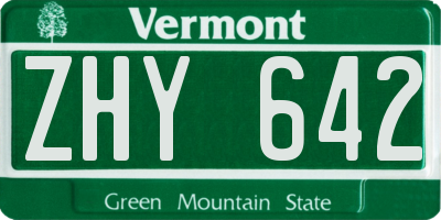 VT license plate ZHY642