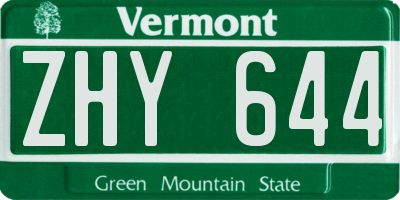 VT license plate ZHY644