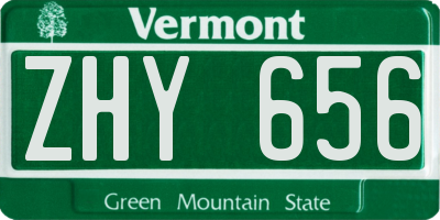 VT license plate ZHY656