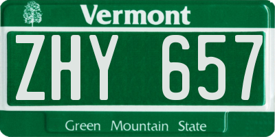 VT license plate ZHY657