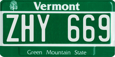 VT license plate ZHY669