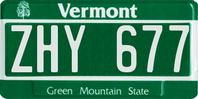 VT license plate ZHY677