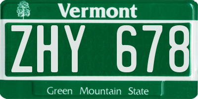 VT license plate ZHY678