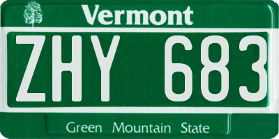 VT license plate ZHY683