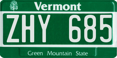 VT license plate ZHY685