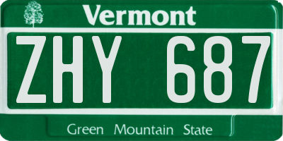 VT license plate ZHY687