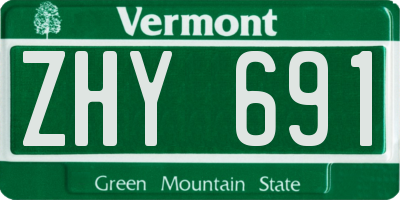 VT license plate ZHY691