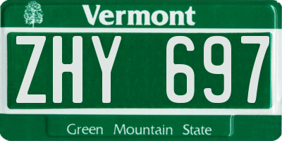 VT license plate ZHY697