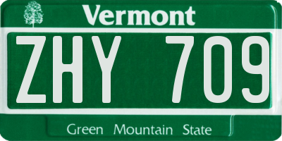 VT license plate ZHY709