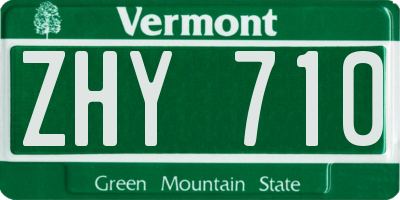 VT license plate ZHY710