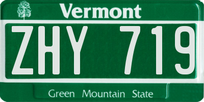 VT license plate ZHY719