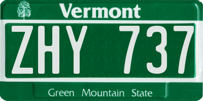 VT license plate ZHY737