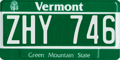 VT license plate ZHY746