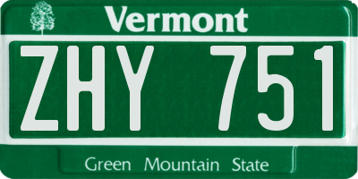 VT license plate ZHY751