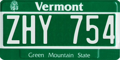 VT license plate ZHY754