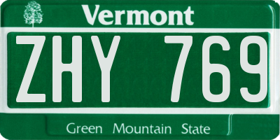 VT license plate ZHY769