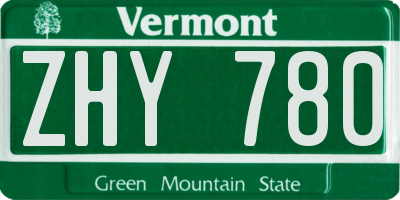 VT license plate ZHY780