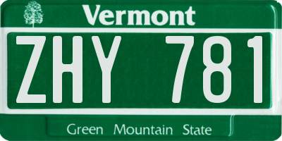 VT license plate ZHY781