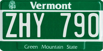 VT license plate ZHY790