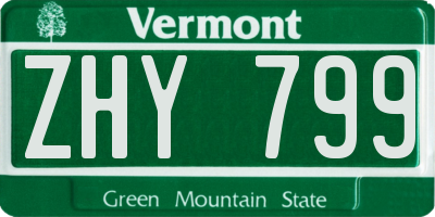 VT license plate ZHY799