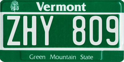 VT license plate ZHY809