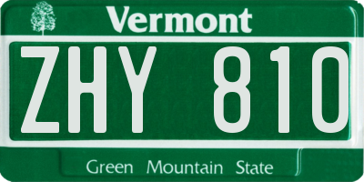 VT license plate ZHY810