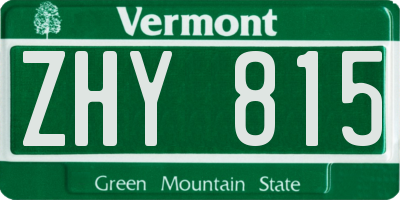 VT license plate ZHY815
