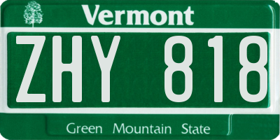 VT license plate ZHY818