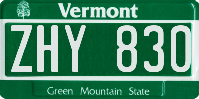 VT license plate ZHY830