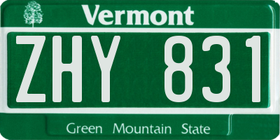 VT license plate ZHY831