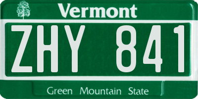 VT license plate ZHY841