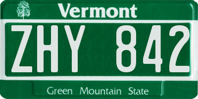 VT license plate ZHY842