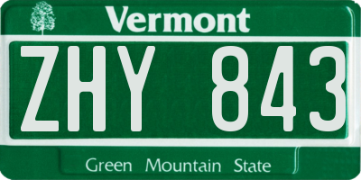 VT license plate ZHY843