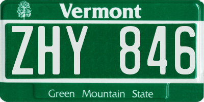 VT license plate ZHY846