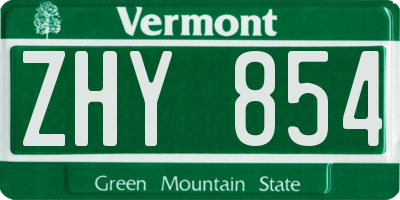 VT license plate ZHY854