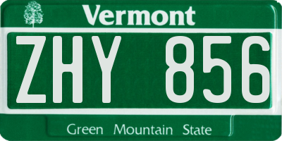 VT license plate ZHY856