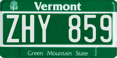 VT license plate ZHY859