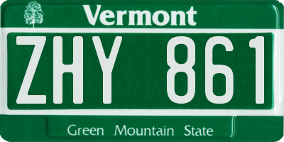 VT license plate ZHY861