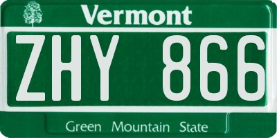 VT license plate ZHY866