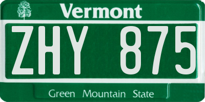 VT license plate ZHY875